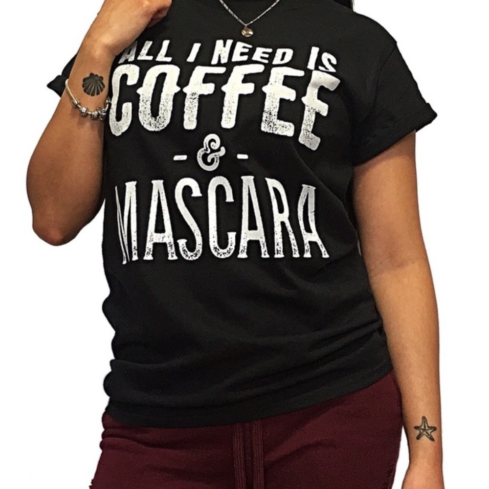 🦚2/$40 Lazy Daze Apparel “All I Need Is Coffee & Mascara” NIP - Picture 3 of 5